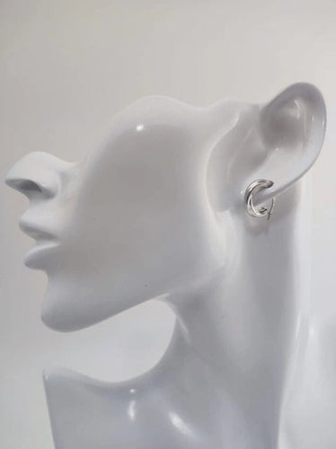 Boucles d'oreilles Créoles petit modèle en or gris 18k 58 Facettes