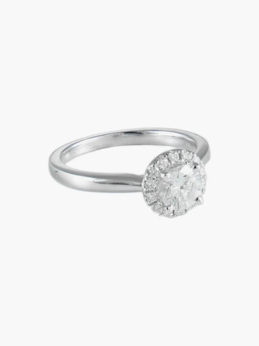 Bague 52 Bague solitaire en or blanc 18K avec diamant 0,61 ct et diamants 58 Facettes