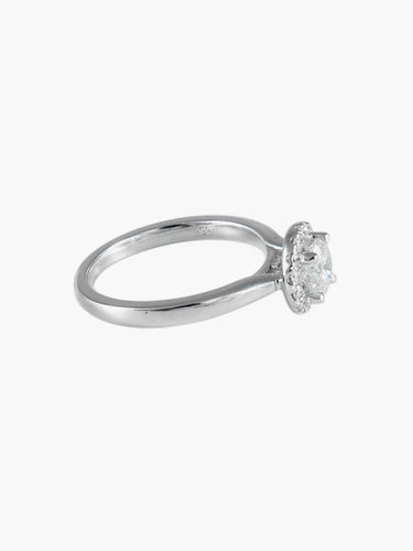 Bague 52 Bague solitaire en or blanc 18K avec diamant 0,61 ct et diamants 58 Facettes