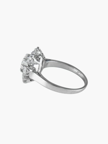 Bague 50 Bague marguerite en or blanc 750 et platine, diamants 58 Facettes