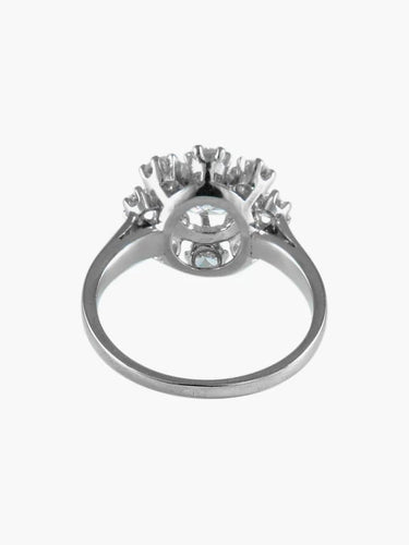 Bague 50 Bague marguerite en or blanc 750 et platine, diamants 58 Facettes