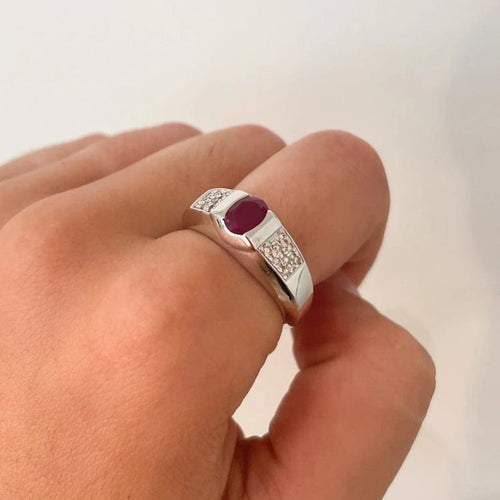 Bague 62 Bague rubis et diamants en or blanc 18K 58 Facettes