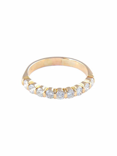 Bague 53 Demi-alliance - Bague en or jaune et diamants 58 Facettes