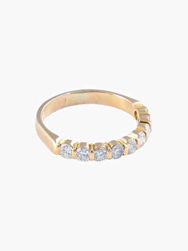 Bague 53 Demi-alliance - Bague en or jaune et diamants 58 Facettes