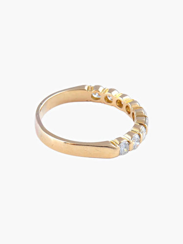Bague 53 Demi-alliance - Bague en or jaune et diamants 58 Facettes