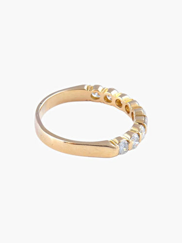 Bague 53 Demi-alliance - Bague en or jaune 18K et diamants 58 Facettes