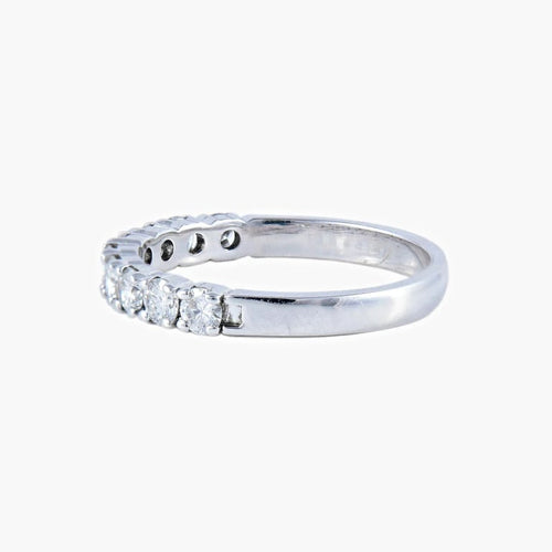 Bague 61 Demi-alliance - Bague en or blanc 18k et diamants 1,05 ct 58 Facettes