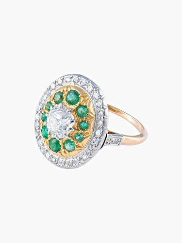 Bague 50 Bague diamants et émeraudes en or blanc et or jaune 18K 58 Facettes