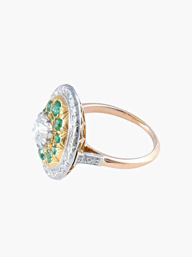 Bague 50 Bague diamants et émeraudes en or blanc et or jaune 18K 58 Facettes