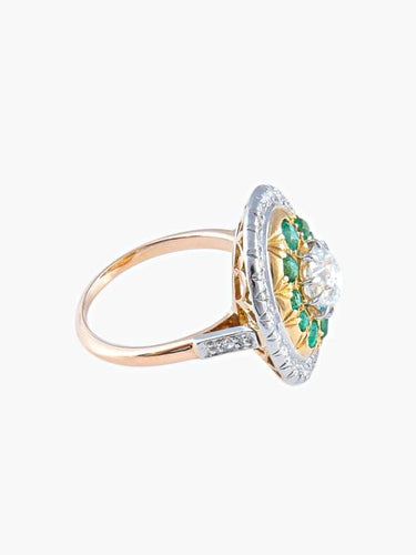 Bague 50 Bague diamants et émeraudes en or blanc et or jaune 18K 58 Facettes