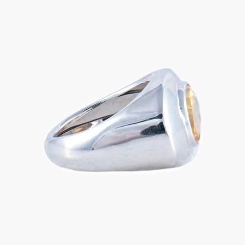 Bague 54 Bague citrine ovale en or blanc 18k 58 Facettes