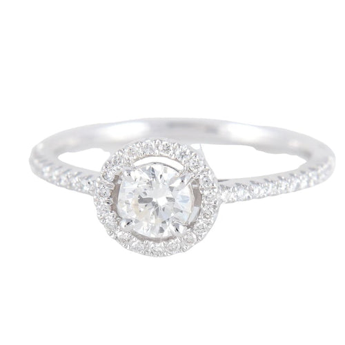 Bague 52 Bague solitaire en or blanc 750 avec diamants 0,40 ct 58 Facettes