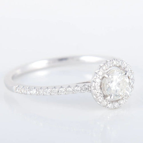 Bague 52 Bague solitaire en or blanc 750 avec diamants 0,40 ct 58 Facettes