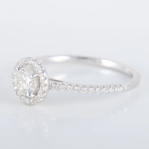 Bague 52 Bague solitaire en or blanc 750 avec diamants 0,40 ct 58 Facettes
