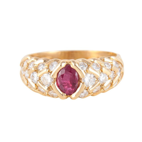 Bague 54 Bague rubis et diamants en or jaune 750 58 Facettes 8392