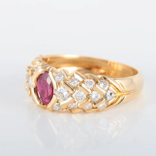 Bague 54 Bague rubis et diamants en or jaune 750 58 Facettes 8392