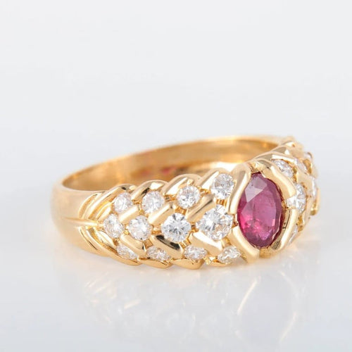 Bague 54 Bague rubis et diamants en or jaune 750 58 Facettes 8392