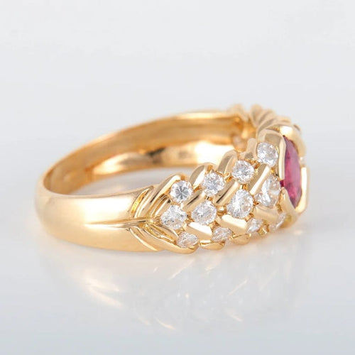 Bague 54 Bague rubis et diamants en or jaune 750 58 Facettes 8392