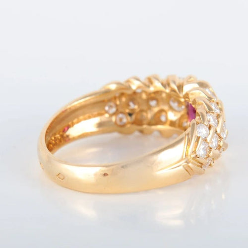 Bague 54 Bague rubis et diamants en or jaune 750 58 Facettes 8392