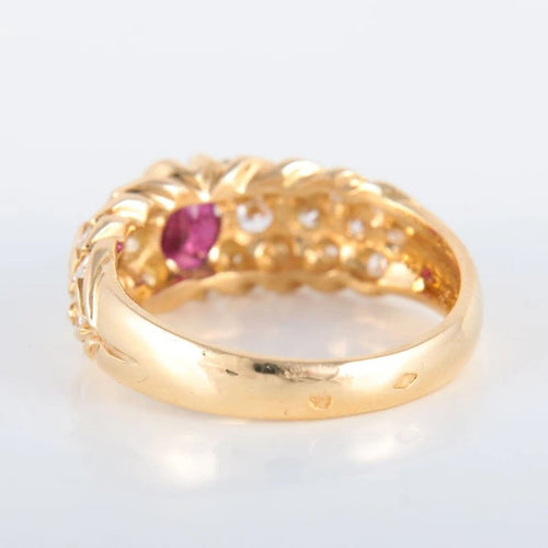 Bague 54 Bague rubis et diamants en or jaune 750 58 Facettes 8392
