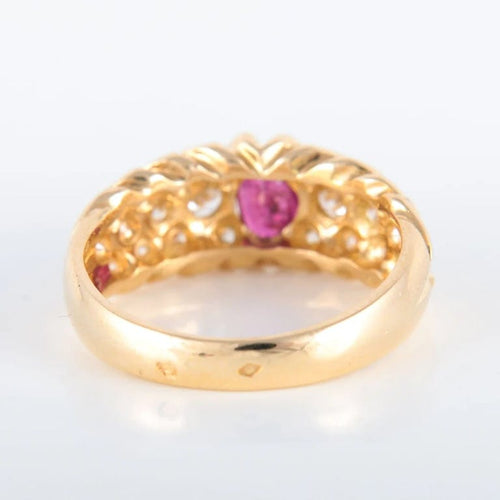 Bague 54 Bague rubis et diamants en or jaune 750 58 Facettes 8392