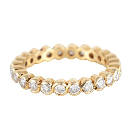 Bague 51 Alliance tour complet en or jaune 18 carats et diamants 58 Facettes 8397
