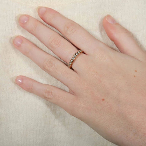 Bague 51 Alliance tour complet en or jaune 18 carats et diamants 58 Facettes 8397
