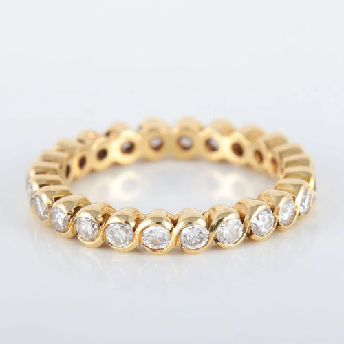 Bague 51 Alliance tour complet en or jaune 18 carats et diamants 58 Facettes 8397