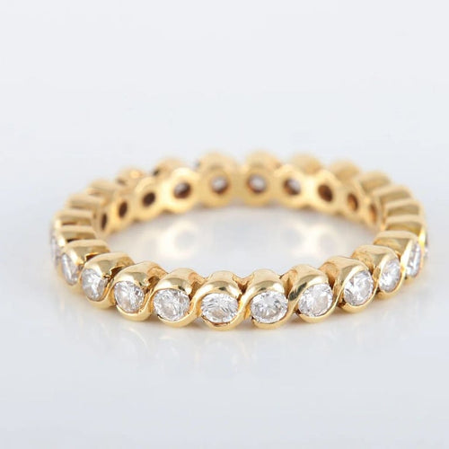 Bague 51 Alliance tour complet en or jaune 18 carats et diamants 58 Facettes 8397