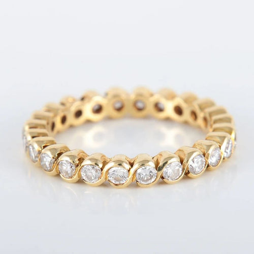 Bague 51 Alliance tour complet en or jaune 18 carats et diamants 58 Facettes 8397