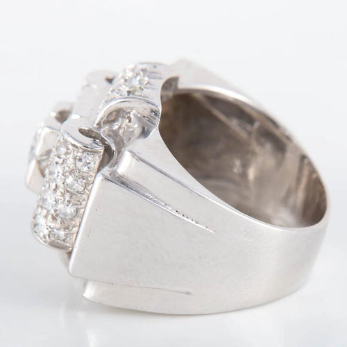 Bague 50 Bague tank à pont en platine sertie de diamants 58 Facettes 8318