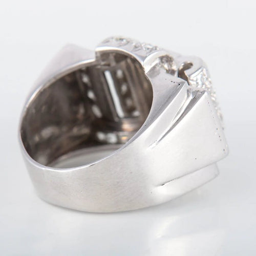 Bague 50 Bague tank à pont en platine sertie de diamants 58 Facettes 8318