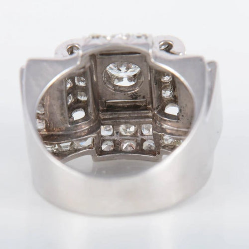 Bague 50 Bague tank à pont en platine sertie de diamants 58 Facettes 8318