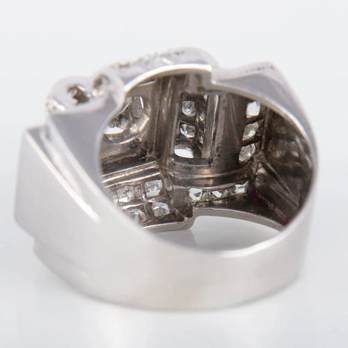 Bague 50 Bague tank à pont en platine sertie de diamants 58 Facettes 8318
