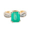 Bague 54 Bague émeraude rectangulaire en or jaune et or blanc 750 et diamants 58 Facettes 8397
