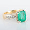 Bague 54 Bague émeraude rectangulaire en or jaune et or blanc 750 et diamants 58 Facettes 8397