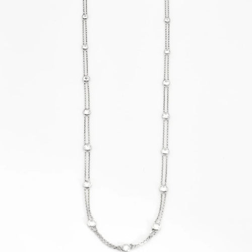 Collier Sautoir en platine avec diamants 58 Facettes