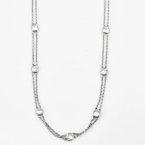 Collier Sautoir en platine avec diamants 58 Facettes