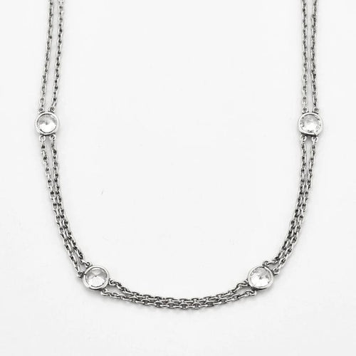 Collier Sautoir en platine avec diamants 58 Facettes
