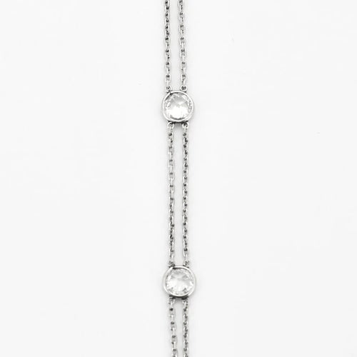 Collier Sautoir en platine avec diamants 58 Facettes