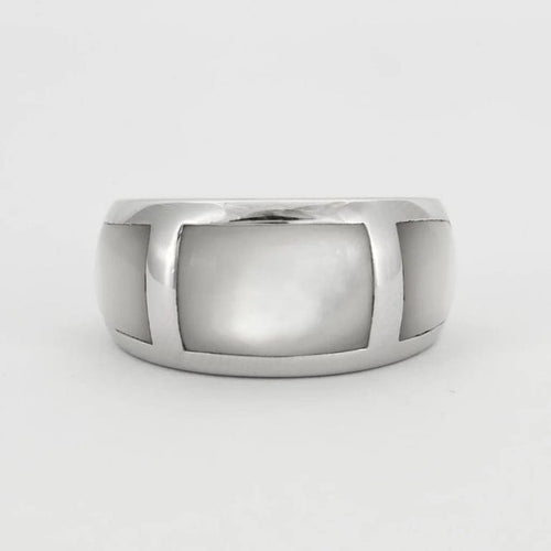 Bague 53 Bague en or blanc 750 sertie de nacre 58 Facettes