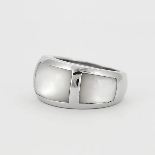Bague 53 Bague en or blanc 750 sertie de nacre 58 Facettes