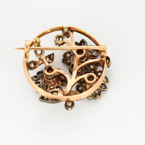 Broche Broche ronde en or et platine avec diamants taille rose 58 Facettes