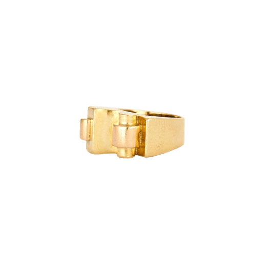 Bague 52 Bague tank Art déco à pont en or jaune 18k 58 Facettes