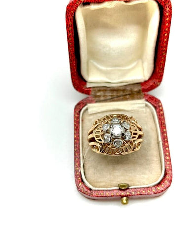 Bague 53 Bague Art déco fleur en or 18K avec diamants 58 Facettes M8565