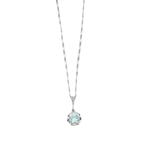 Pendentif Pendentif en platine à l’aigue-marine et diamants 58 Facettes