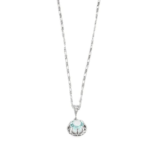 Pendentif Pendentif en platine à l’aigue-marine et diamants 58 Facettes