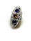 Bague 56 Bague marquise de créateur en or blanc 18k, saphirs, citrine et diamants 58 Facettes M8759