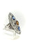 Bague 56 Bague marquise de créateur en or blanc 18k, saphirs, citrine et diamants 58 Facettes M8759