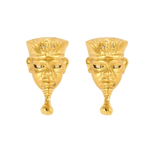 Boucles d'oreilles Boucles d'oreilles motif égyptien en or jaune 18k et diamants 58 Facettes M8868